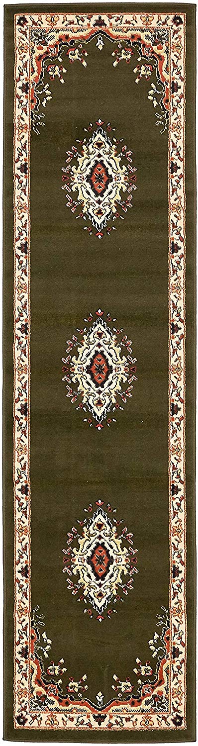 Traditional Medallion Green Soft Area Rug