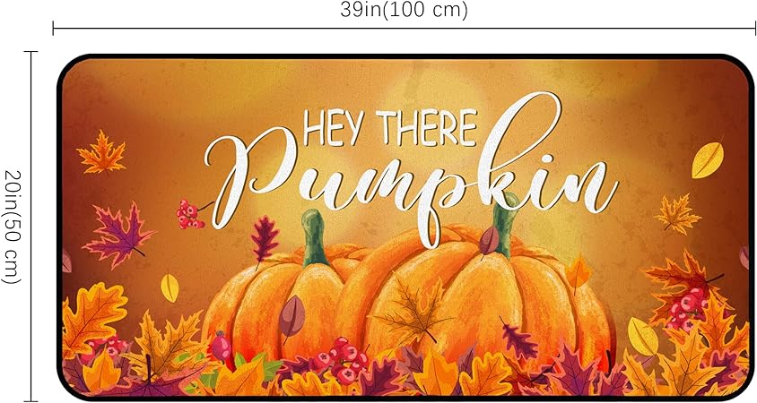 Non Slip Cushioned Fall Pumpkins  Kitchen Rug 20 x 39 Inch