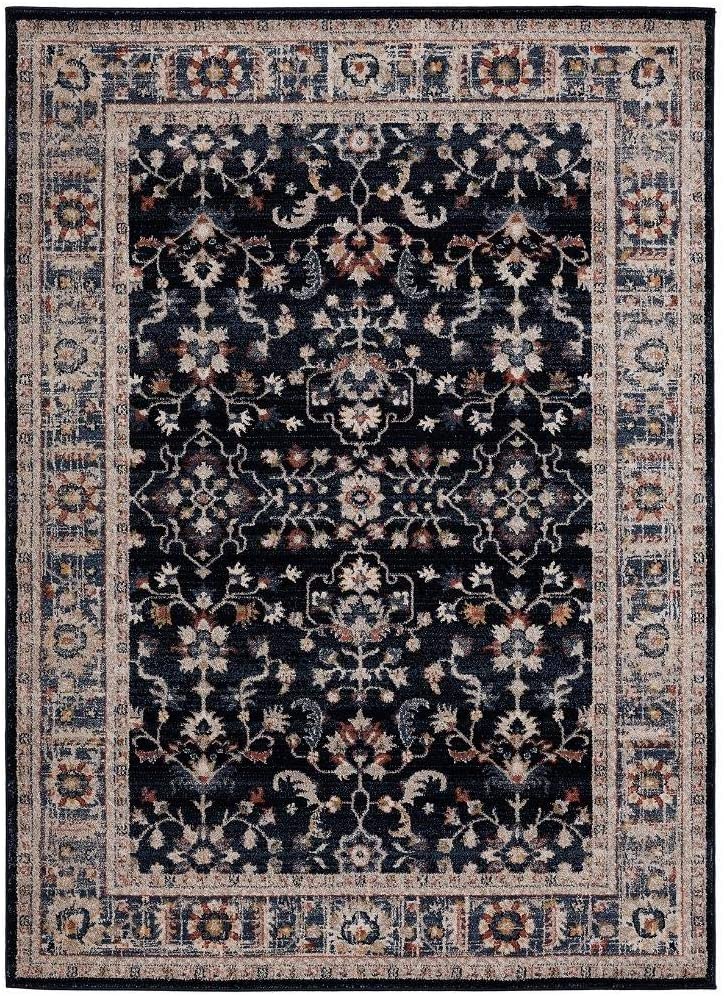 Waterloo Navy Oriental Soft Area Rug