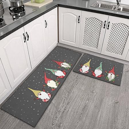 Non Skid Washable Black Santa Claus Christmas Rugs and Mats