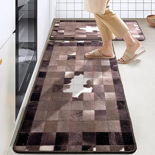 Non Skid Washable,Farmhouse Vintage Kitchen Rugs Set 20" x 31"+20" x 48",