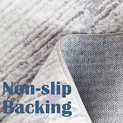 Moroccan Indoor Non Slip Grey Foldable Thin, Geometric Accent Rug