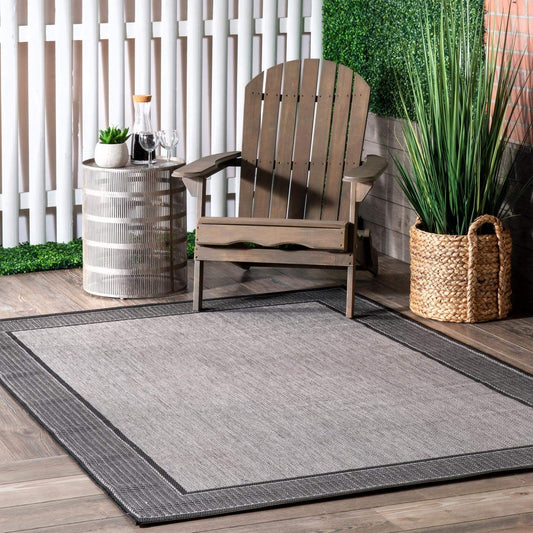 nuLOOM Leila Bordered Indoor/Outdoor Area Rug, 7' 6" x 10' 9", Grey