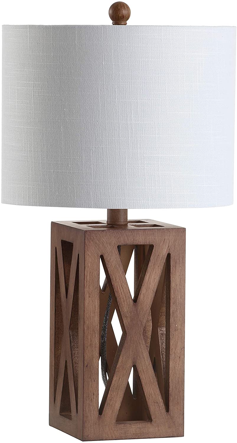 Stewart 21.5" Wood LED Lamp Brown