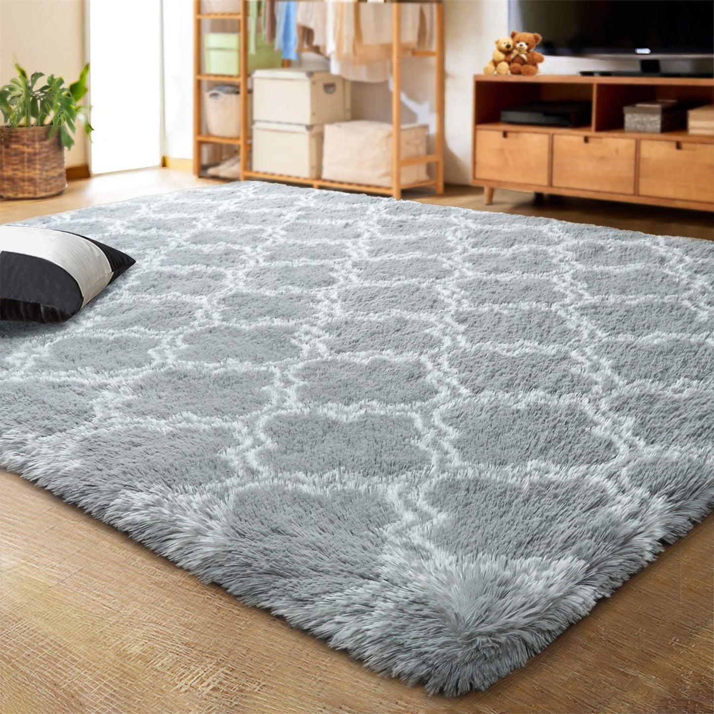 Velvet Shag Area Rug Modern Indoor Plush Fluffy