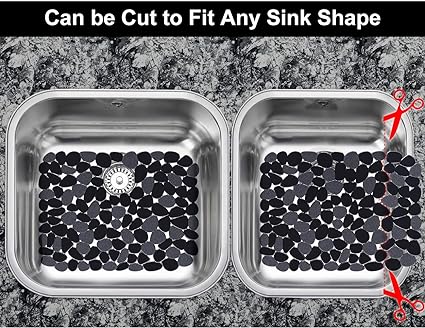 Pebble Mats for Stainless Steel Sink, (Black,2 Pack), 15.8inch x 12inch