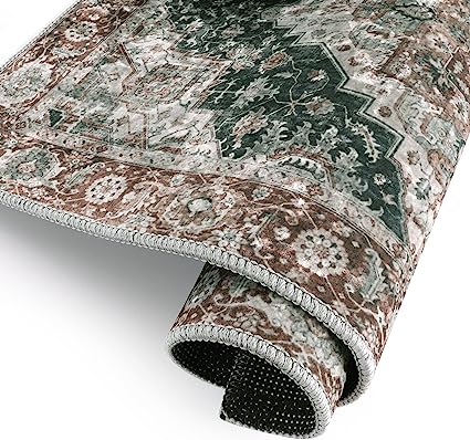 Non-Slip Distressed Vintage Persian Oriental, Small Accent Throw Low Pile Traditional Area Rug - 2' X 3'