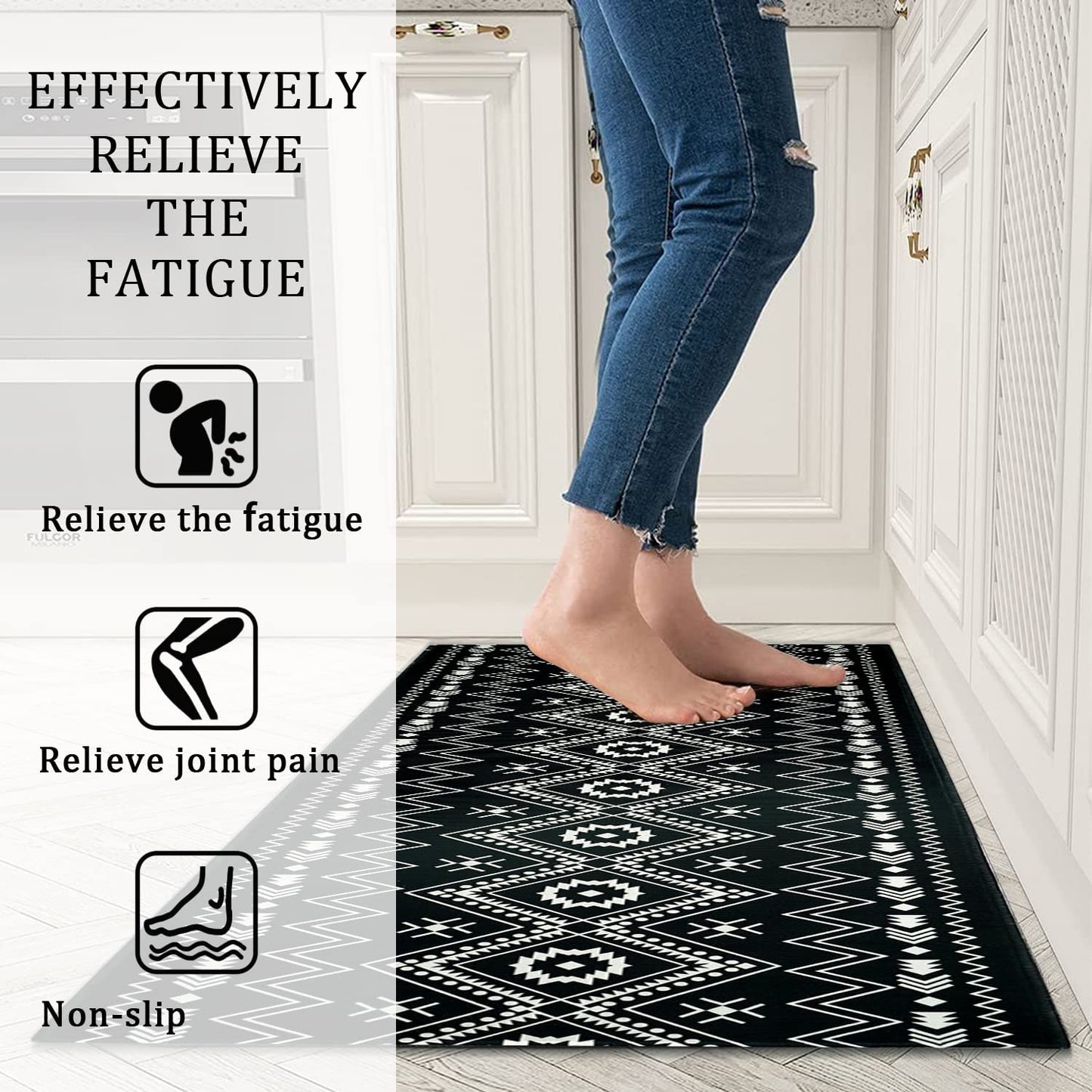Anti Fatigue Non Slip Waterproof Washable Rug - 17x24+17x48inch Grey