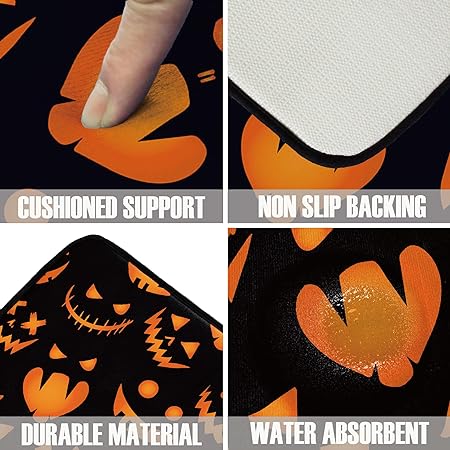 Halloween Non Slip Cushioned 20 x 39 Inch Jack-O'-Lantern Doormats