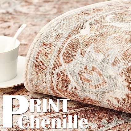 Persian Brick Red Vintage Foldable Thin Floral Print Floor Cover Retro Accent Rug