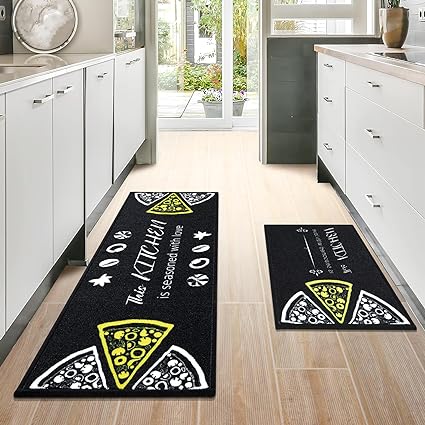 Sets of 2,Washable Non Slip Super Absorbent  Kitchen Rugs and Mats, 17x48 Inch+17X24 Inch