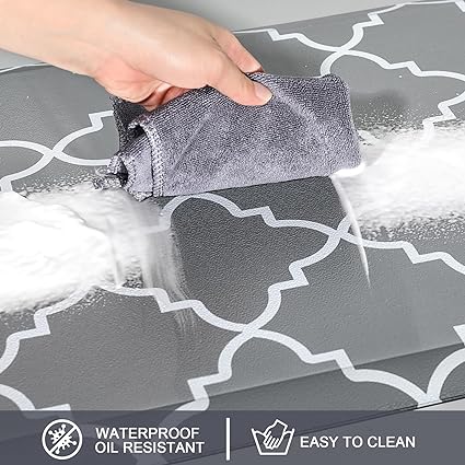 Cushioned Anti Fatigue 2 PCS,1/2 Inch Thick Waterproof Kitchen Rugs Non Skid,PVC Standing Desk Comfort Mat for Kitchen Floor Sink Office Laundry,(17.3"x29"+17.3"x47",Black)