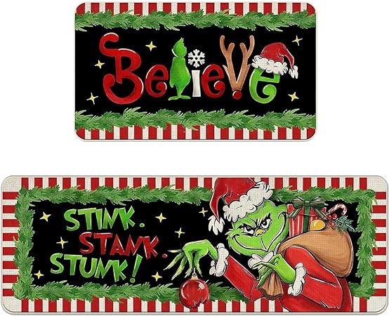 Green Monster Non Slip Christmas Kitchen Decoration, Set of 2