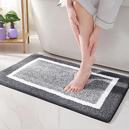 Ultra Soft and Water Absorbent Bath Rug, Bath Carpet, Machine Wash/Dry, for Tub, Shower, and Bath Room(20"x29",Blue and White)