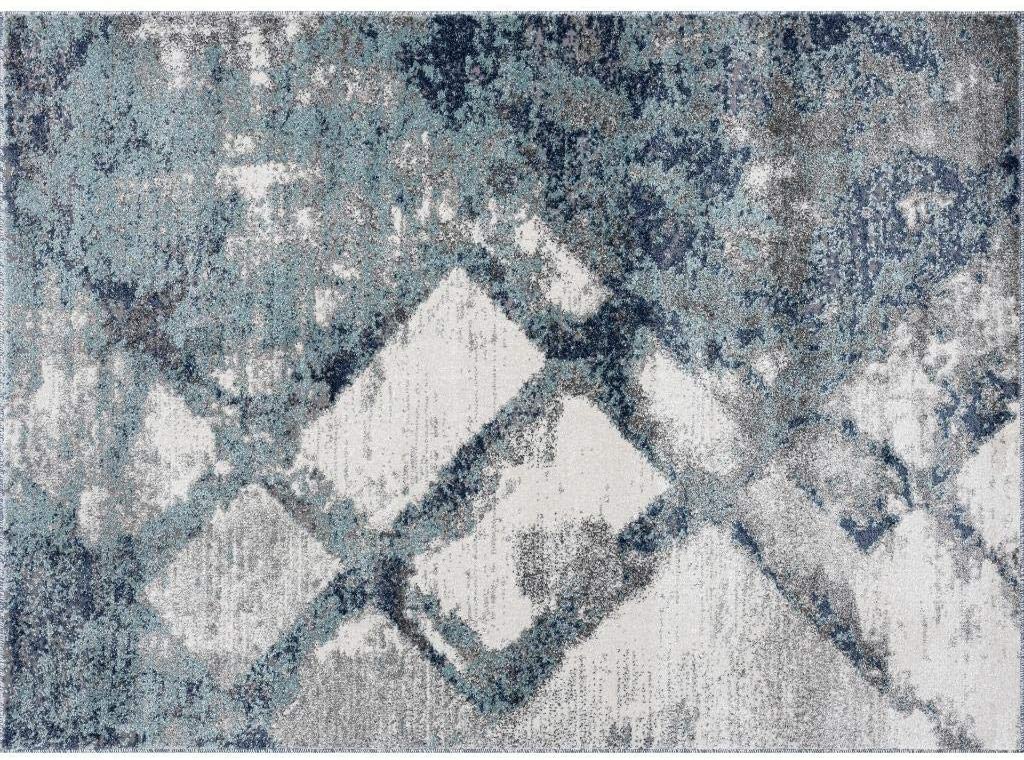 Lagos Collection Blue Art Deco Soft Area Rug