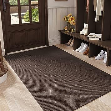 Non-Slip, Dirt Trapper Welcome Mat, Absorbent Doormat, Low-Profile, Washable-20 x32 Entry Rugs for Inside House, Black