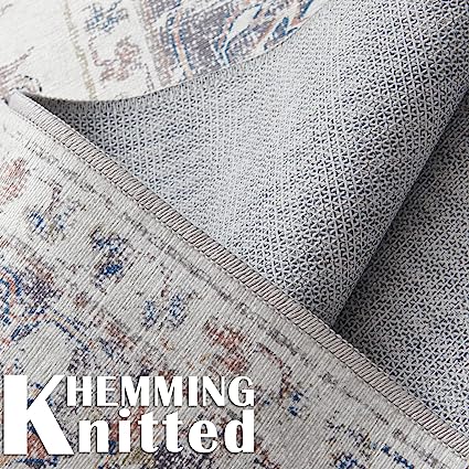 Persian Brick Red Vintage Foldable Thin Floral Print Floor Cover Retro Accent Rug