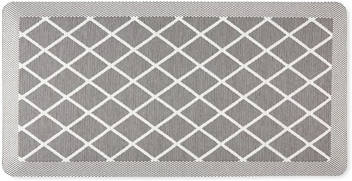 Miles Modern Diamond Anti-Fatigue Air-Infused Kitchen Mat, Beige, 19.6"x32"