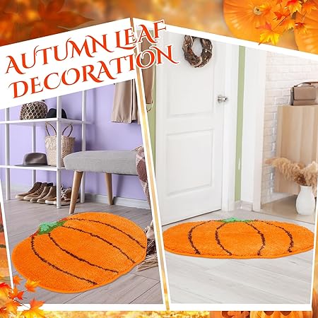 Non Slip Thanksgiving Pumpkin Shape Autumn Cute Orange Floor Mat (27.6 x 21.7 Inch)