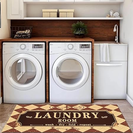 Laundry Room Rug 20"X59", Farmhouse Runner Rug Non Slip Waterproof Laundry Room Mat Floor Carpet for Kitchen, Washhouse, Mudroom