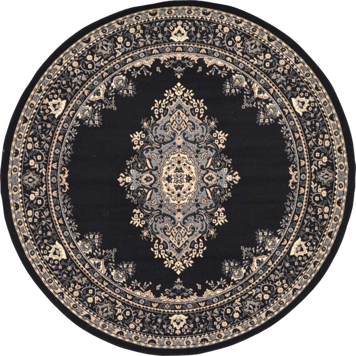 Traditional Medallion Black Soft Area Rug