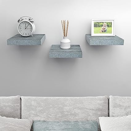 Floating Shelves — Hanging Wall Shelves Decoration — Perfect Trophy Display, Photo Frames (White)