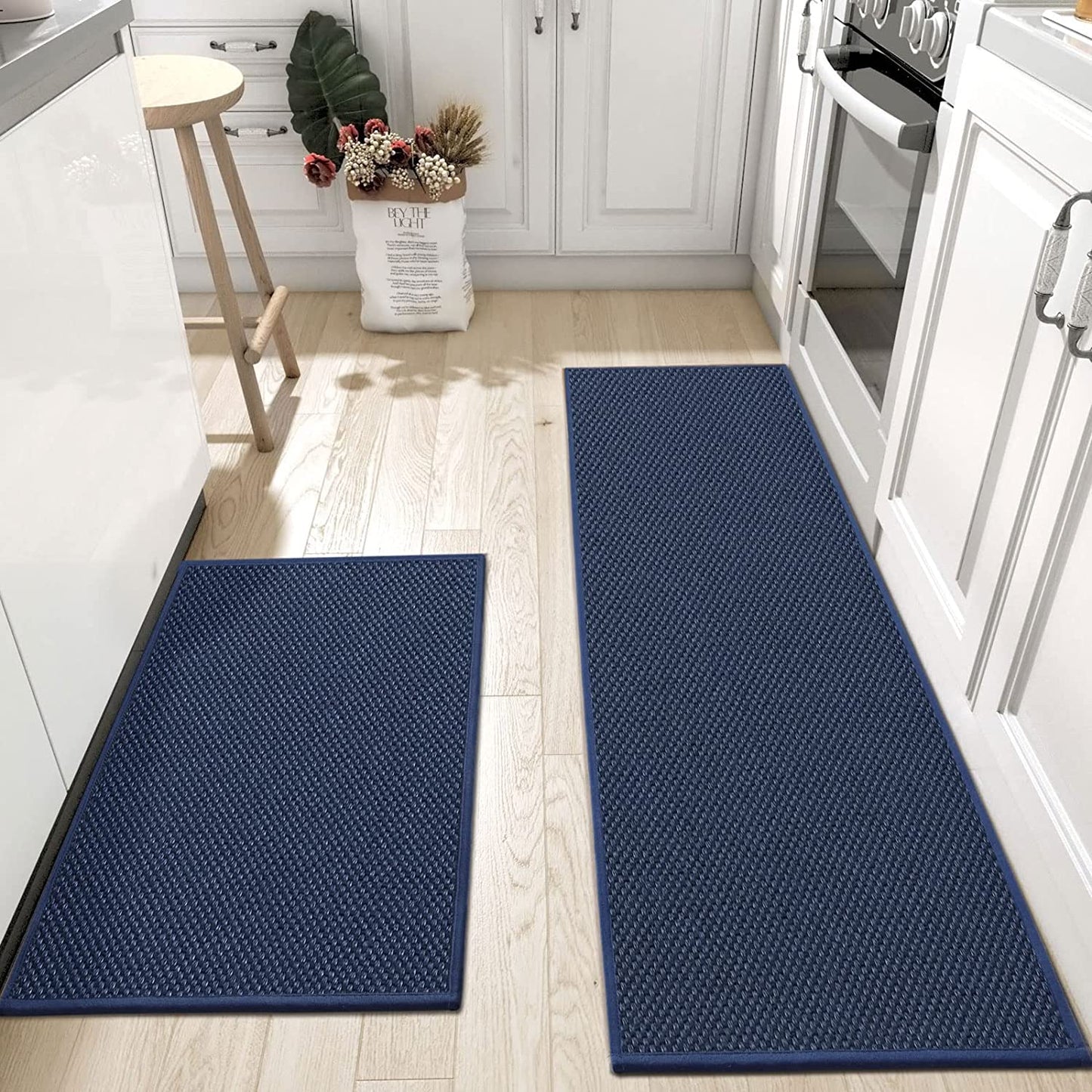Non slip, washable, 2 PCS Woven Kitchen Rug Set of 2 - Khaki