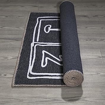 Machine Washable Wrinkle Free Abstract Hopscotch Design Cotton 3x6 Kid's Area Rug