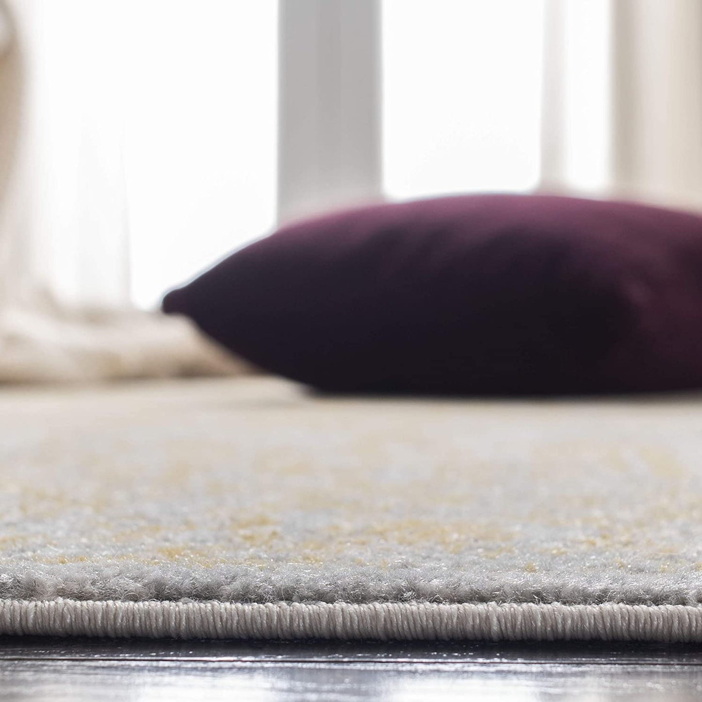 Oriental Shabby Chic Vintage Distressed Area Rug, Ivory/Gold