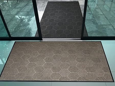 WaterHog Silver - Commercial-Grade Entrance Mat with Honeycomb Pattern & Rubber Border - (Greige, 2' x 3')