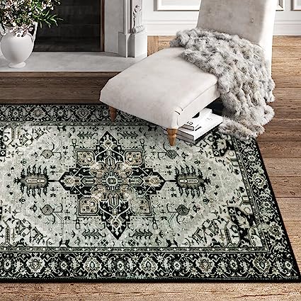 Non-Slip Distressed Vintage Persian Oriental, Small Accent Throw Low Pile Traditional Area Rug - 2' X 3'