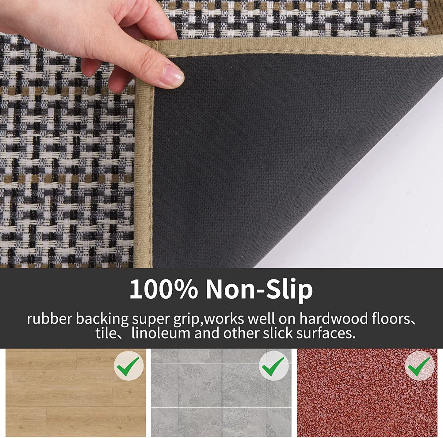 Non Skid Washable,2 Pieces Set Kitchen Rugs - (Light Brown, 20"x32"+20"x48")