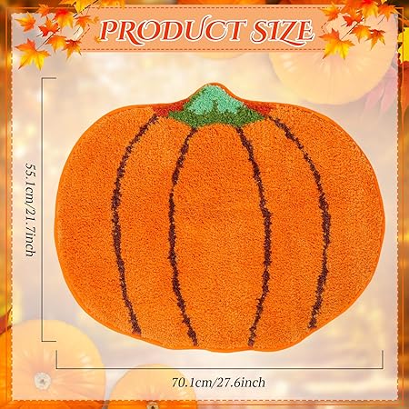 Non Slip Thanksgiving Pumpkin Shape Autumn Cute Orange Floor Mat (27.6 x 21.7 Inch)