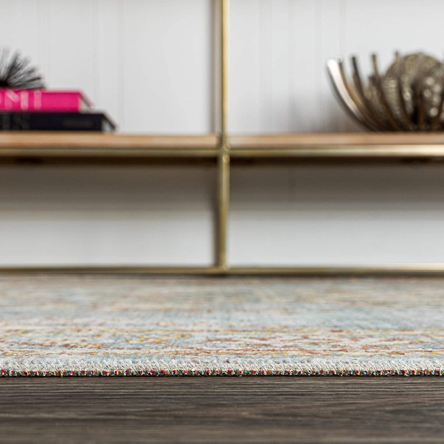 Khilana Floral Medallion Runner Rug, Chambray Blue/Ivory