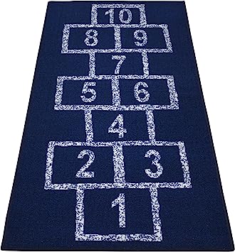 Machine Washable Wrinkle Free Abstract Hopscotch Design Cotton 3x6 Kid's Area Rug