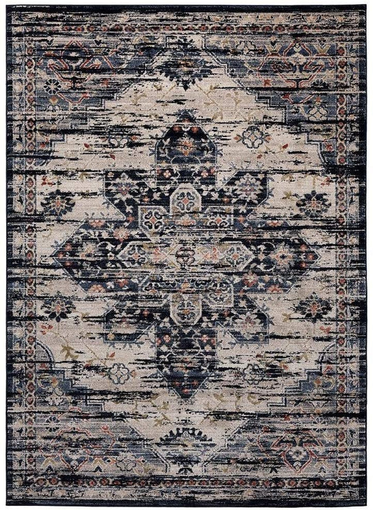 Nottingham Navy Oriental Soft Area Rug