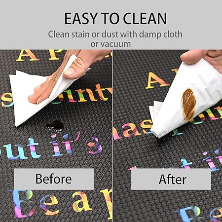 [2 PCS] Cushioned Anti-Fatigue Waterproof Non-Skid Ergonomic Comfort Foam Rugs, (Black) 17.3"x30"+17.3"x47"