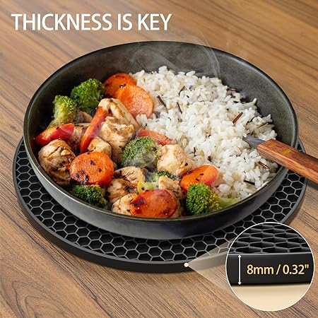 Ultra Thick 8mm Silicone Trivets for Hot Dishes Pots and Pans, Set of 3