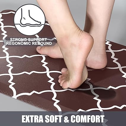 Cushioned Anti Fatigue 2 PCS,1/2 Inch Thick Waterproof Kitchen Rugs Non Skid,PVC Standing Desk Comfort Mat for Kitchen Floor Sink Office Laundry,(17.3"x29"+17.3"x47",Black)