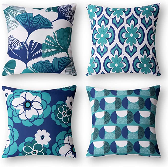 Set of 4 New Living Series Ginkgo Double Side Print Decorative Throw Pillow Case Cushion Cover