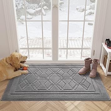 18"x32" Entryway Rug Blue Door Mats Indoor Entrance, Non Slip Absorbent Front Doormat, Washable Low-Profile Entry Rugs for Inside House