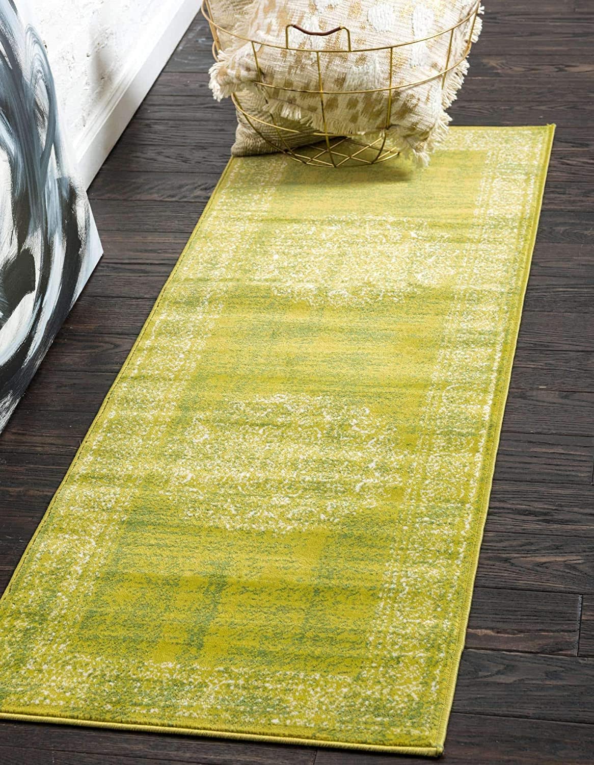 Modern Traditional Vintage Distressed Light Green Soft Area Rug