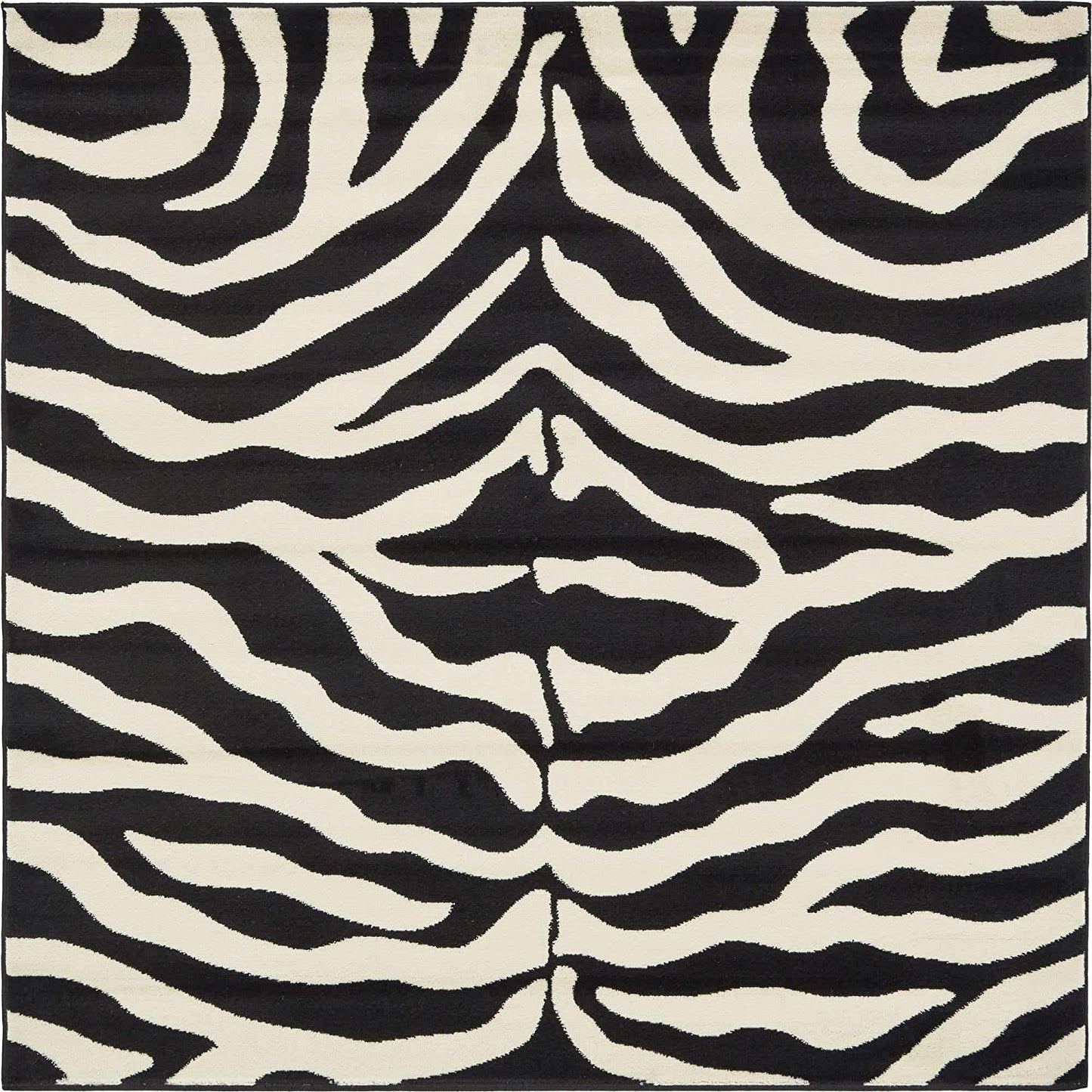 Zebra Animal Print Black Area Rug