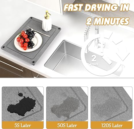 Stone Drying Counter Instant Dry Diatomaceous Earth Sink Caddy Organizer with Stainless Steel Feet (L White)