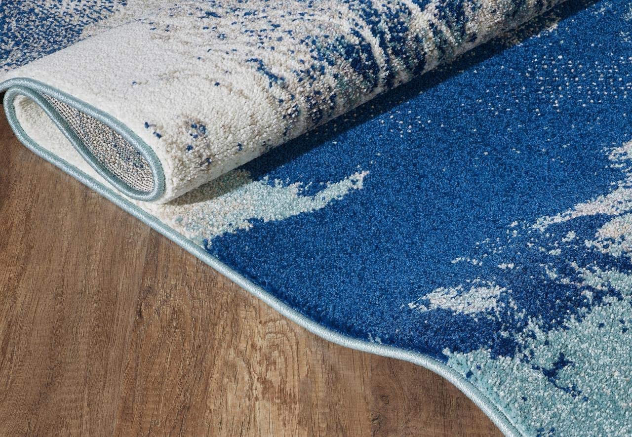 Joanna Collection Modern Abstract Blue Ivory Grey Area Rug