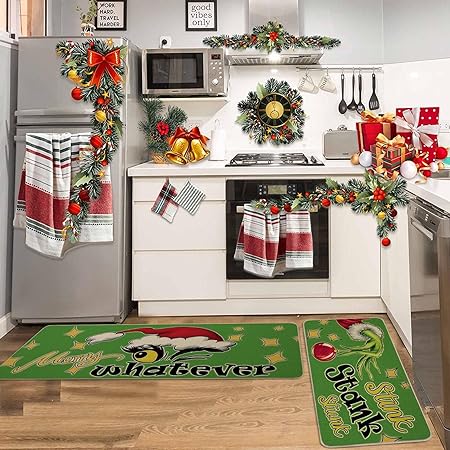 Green Monster Non Slip Christmas Kitchen Decoration, Set of 2