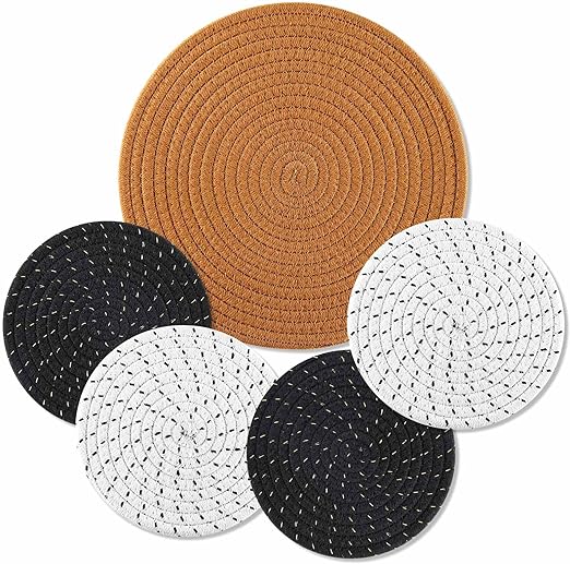 5 Pcs Trivet Hot Pot Holders Pads: 1 Pcs 11.8 inches - 4 Pcs 7 inches
