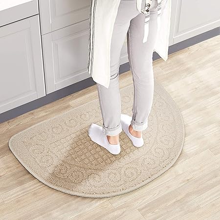 Half Round Non-Slip Floor Rug Mat Keeps Your Floors Clean Decorative Design (Large, Blue)