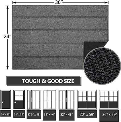 Machine Washable Non-Slip Rubber Backing Entrance Rug, Low Profile Absorbent Dirt Trapper Doormat