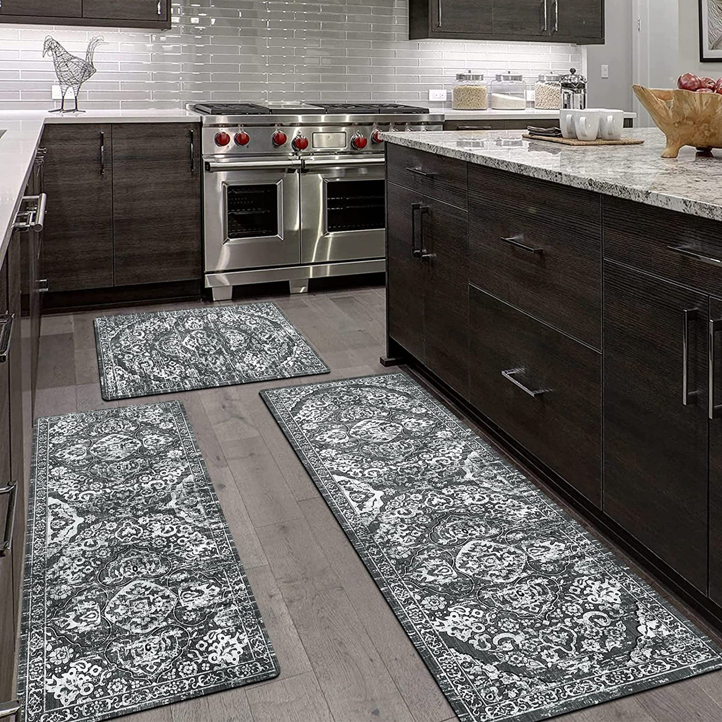 Sets 3 Piece with Runner Farmhouse Rubber Kitchen Mats